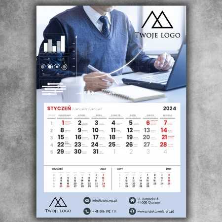 100 szt Branża Finansowa Kalendarz Firmowy Biznesowy Jednodzielny z Logo Twojej Firmy KAL10