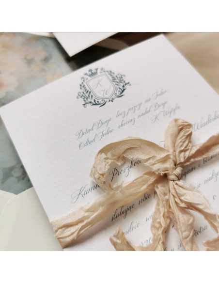 Eleganckie Minimalistyczne Zaproszenia Ślubne Jednokartkowe Na Papierze Fakturowanym Z Bilecikiem PF02 - Zdjęcie 4