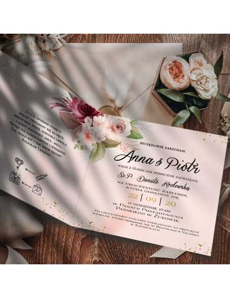 Zaproszenia Ślubne z Kalka Kwiatowe Papeteria Ślubna SL81 - Zdjęcie 2