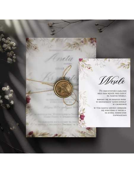 Zaproszenia Ślubne z Kalka Kwiatowe Z Bilecikiem SL142 - Zdjęcie 1